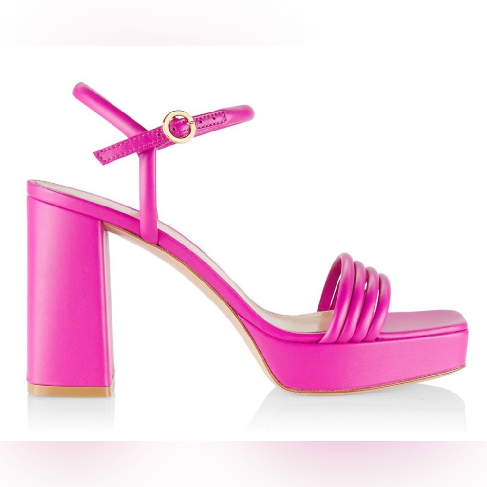 Gianvito Rossi Lena Leather Platform Sandals Pink Size 41EU/11US